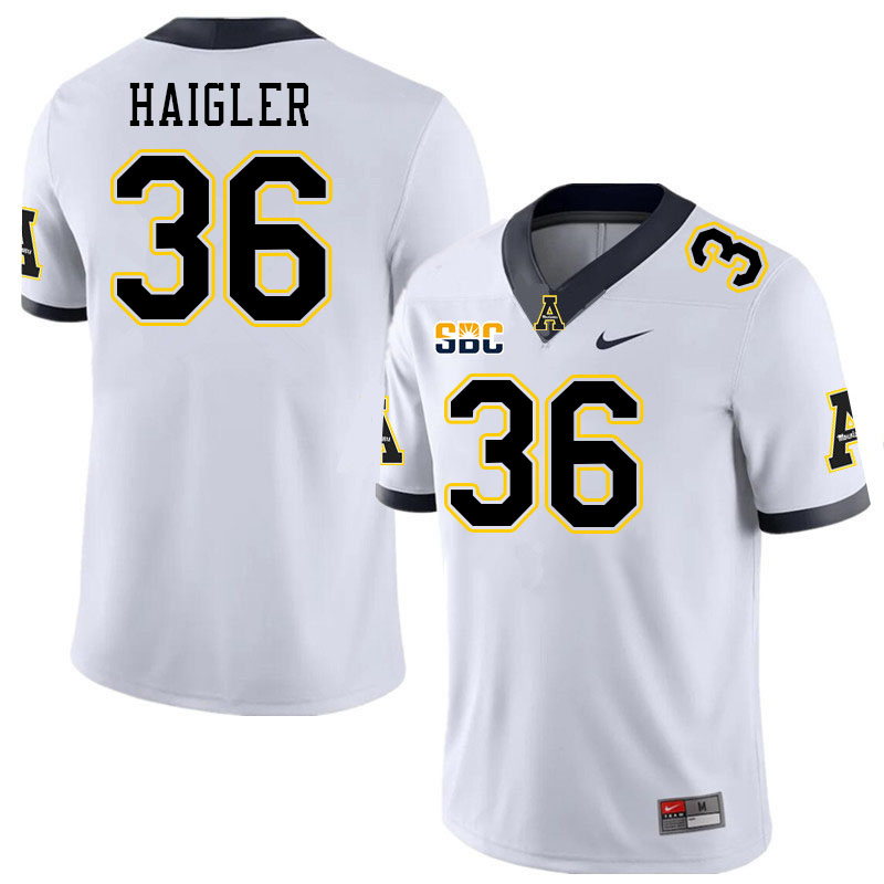 Men #36 Kevon Haigler Appalachian State Mountaineers College Football Jerseys Stitched Sale-White - Click Image to Close